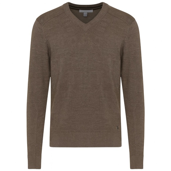 Smartwool Men's Sparwood V Neck Sweater Small Brown Tan Merino Wool Blend - Picture 1 of 7